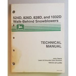 John Deere Walk Behind Snowblowers TM1612 Technical Manual
